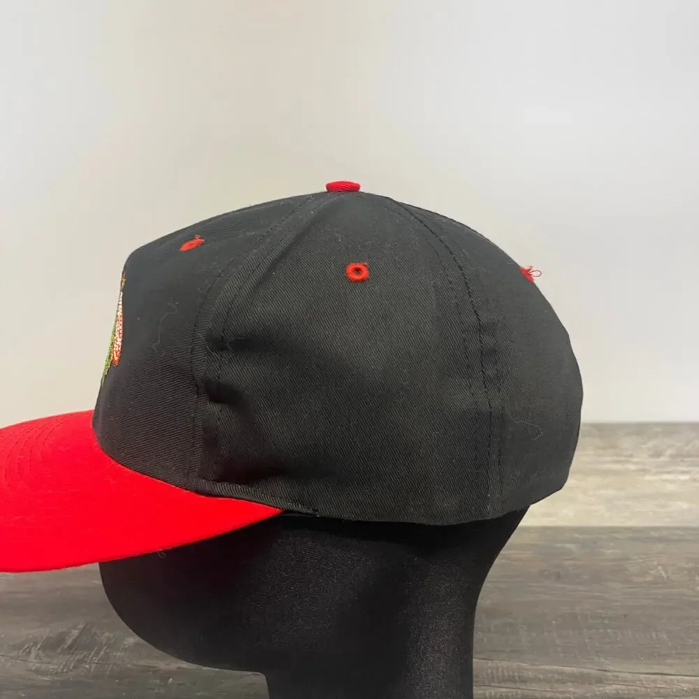 Vintage 90s Competitor Chicago Blackhawks Black Red Fits All NHL Hockey‎ Hat Cap